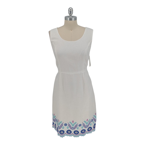 Talbots Dresses & Skirts - 00891 Talbots Embroidered Linen Cotton Dress White size 6 preppy coastalcore